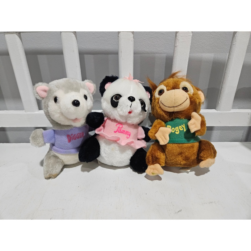 Vintage 1981 Shirt Tales Plush Lot of 3 Pammy Digger Bogey Hallmark Toys